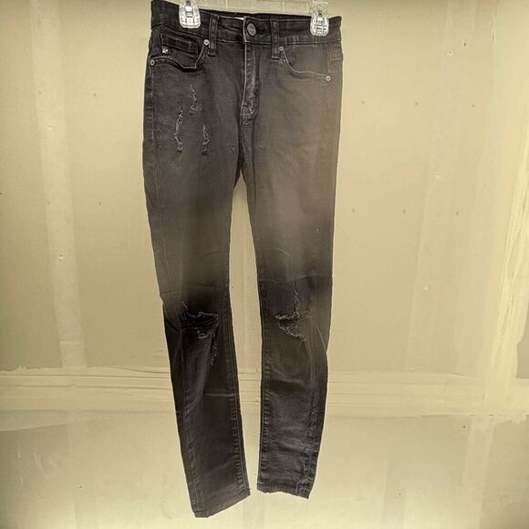 KanCan Black Skinny Distressed Jeans 3/25 KC6012BK 28x32 Excellent Used Con - Picture 1 of 5
